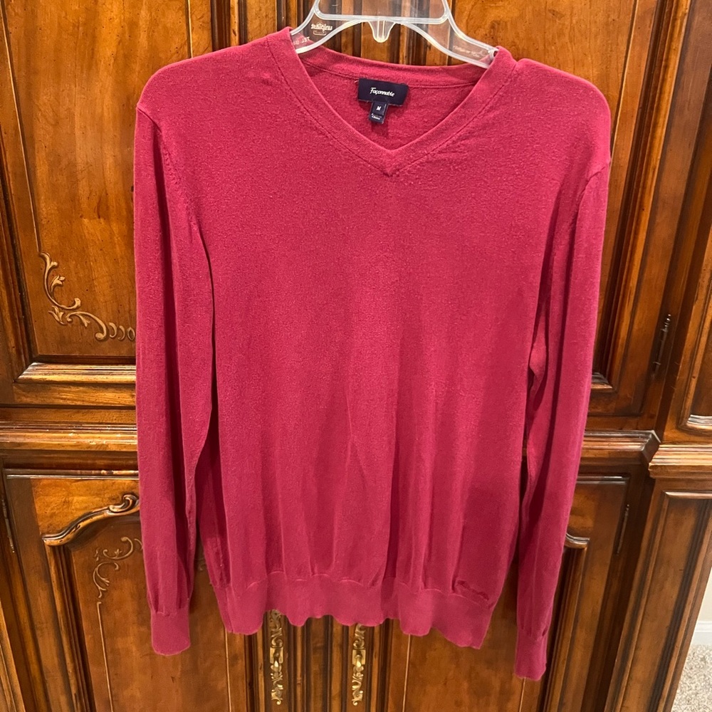 Faconnable Nordstrom Burgundy V-Neck Sweater EUC